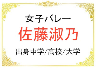 女子バレー佐藤淑乃選手の出身中学高校や大学