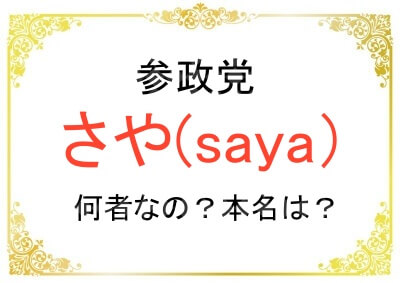 参政党のさやさんの本名や経歴など