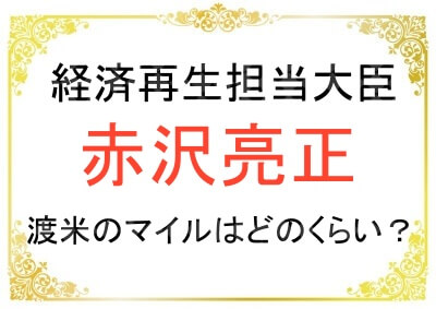 赤沢亮正大臣がマイルを貯めているとしたらどのくらいになってる？