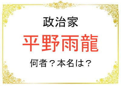 政治家の平野雨龍さんは何者？本名は？