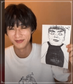 曽野舜太さんと父親の似顔絵